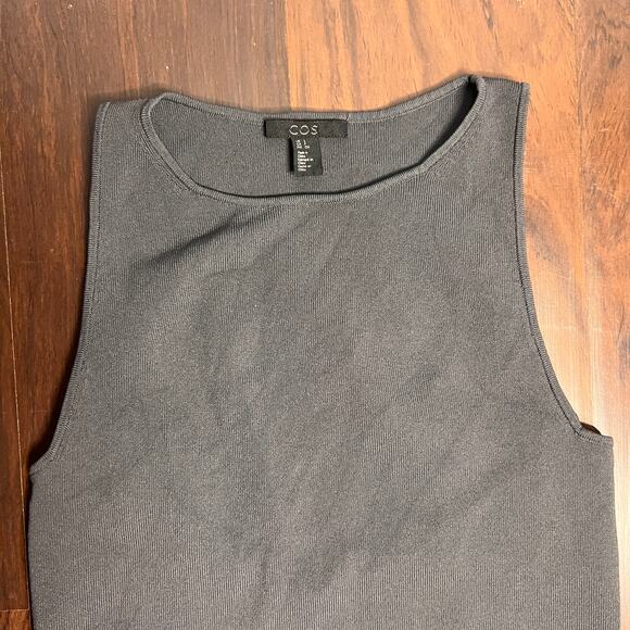 COS RIBBED MIDI TUBE GRAY DRESS Size S - Picture 2 of 7